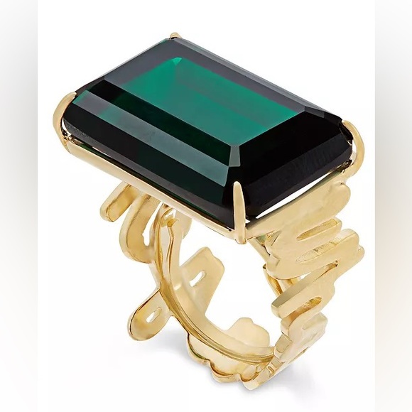 kate spade Jewelry - ♠️ KATE SPADE NEW YORK What a Gem Emerald Green Crystal Gold Womans Ring Jewelry